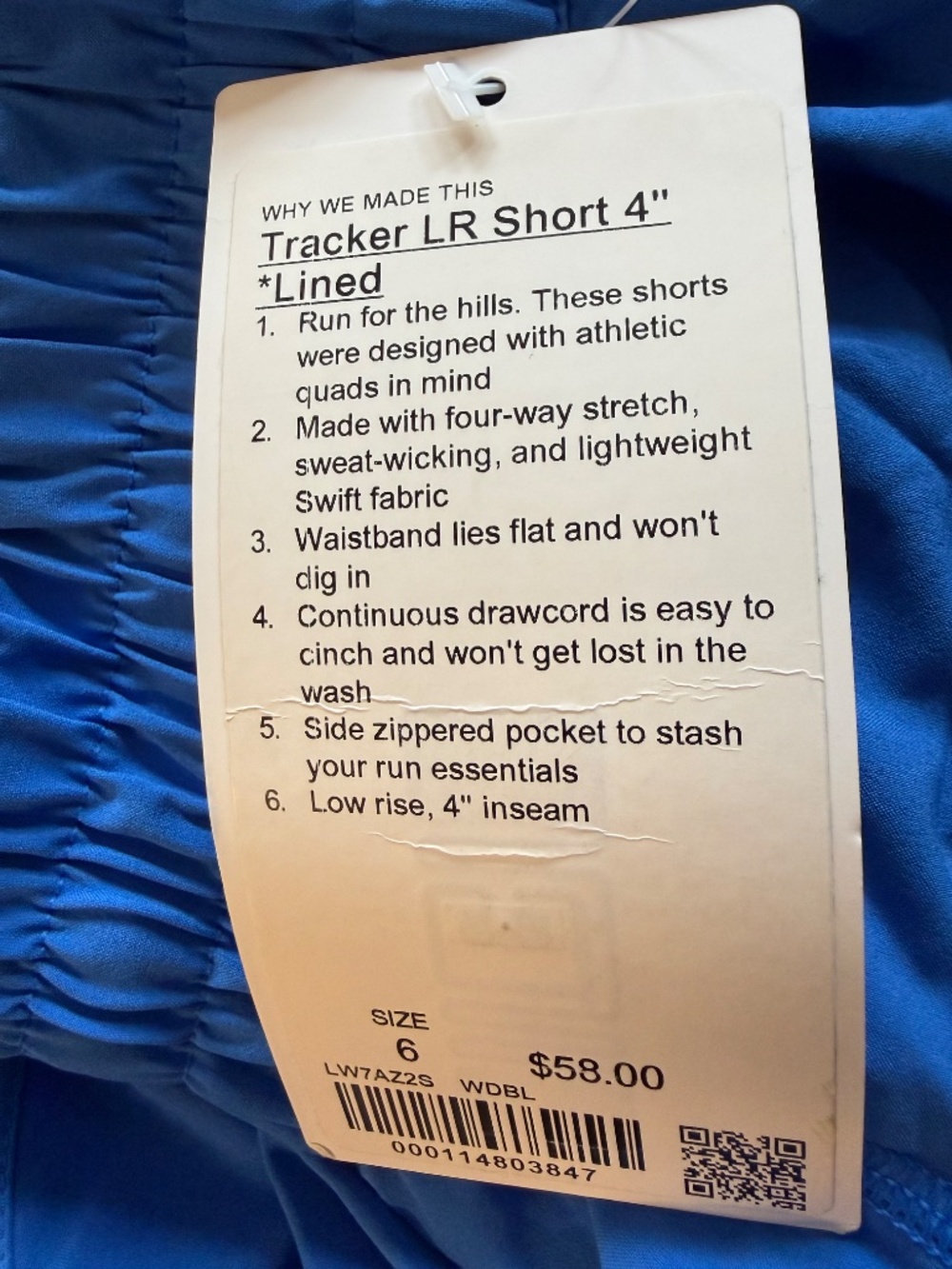 Lululemon Tracker LR Short 4” Wild Bluebell WDBL Size 6 NWT - Picture 6 of 6